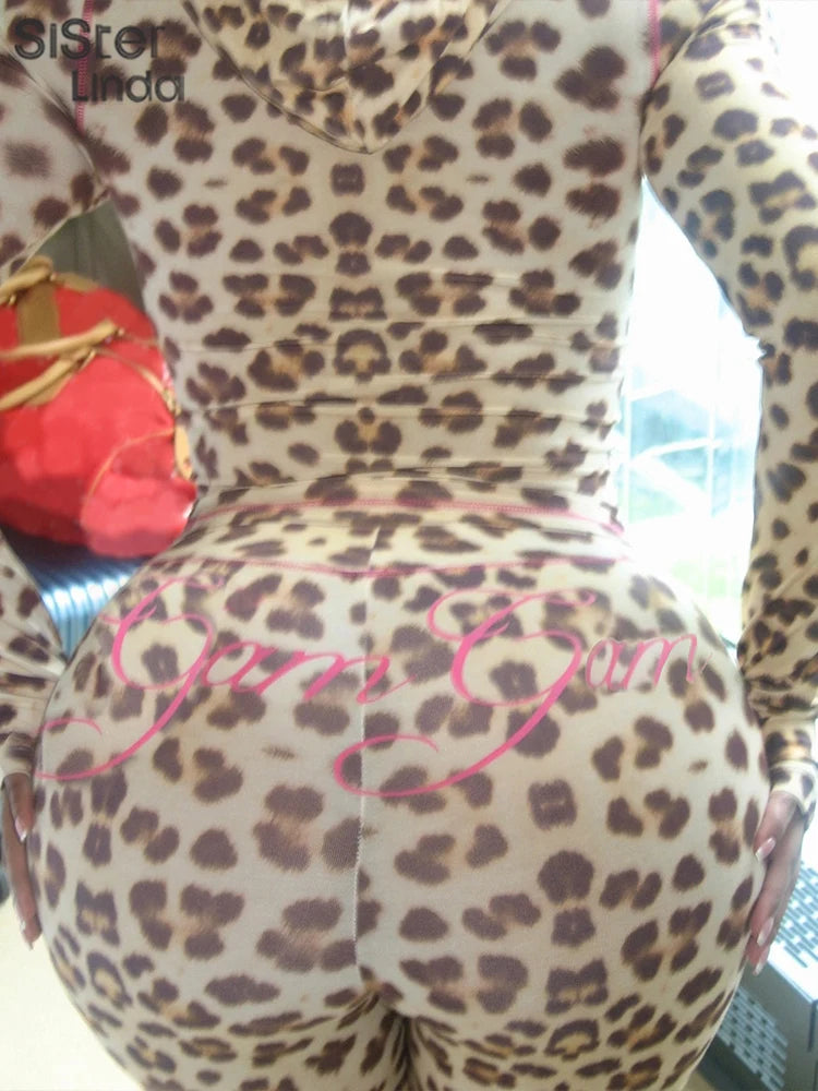 Sisterlinda Summer Release Junior Ankle-Length High Street Milk Fiber Pant Suit K24S50103 Girl Leopard Color Flare Pant Suit