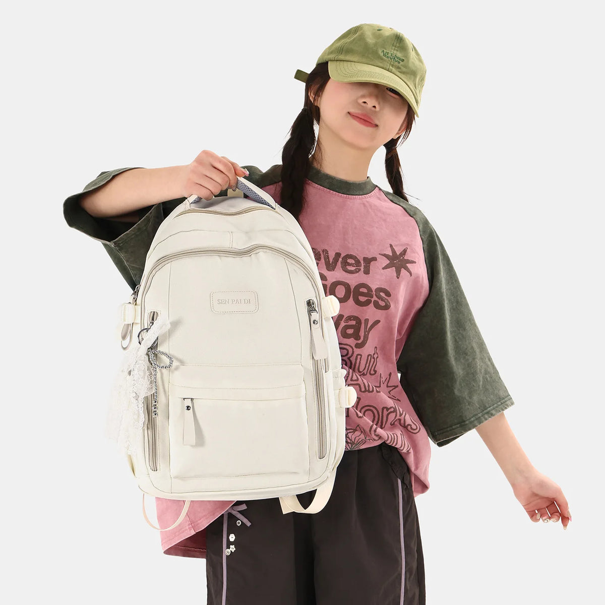 New Female High Capacity Waterproof College Backpack With Lace Pendant Trendy Women Laptop School Bags Cute Girl Travel Book Bag