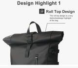 Heroic Knight Men's Backpack Waterproof Roll Top Backpack Women Travel Expandable USB Charging Large Capacity Laptop Bag Mochila