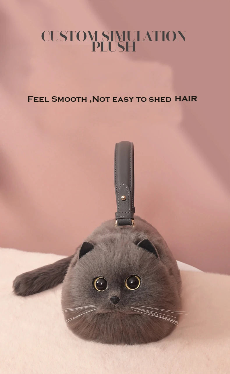 Gray Cat bag Messenger Bag versatile small and cute, fashionable bag Women's Cross bag autumn and winter design