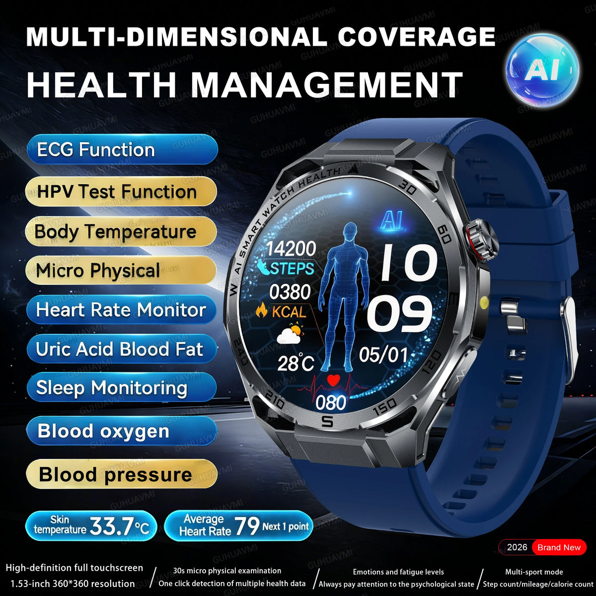 ECG+PPG Advanced Health Smart Watch for Men & Women