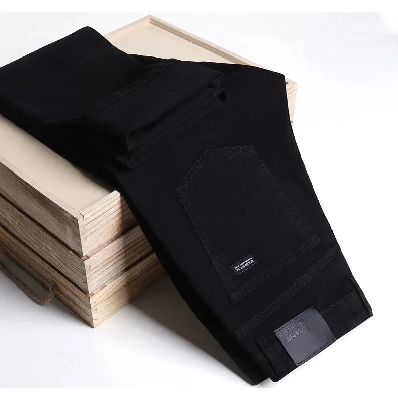 Men’s Classic Black Straight-Leg Stretch Jeans