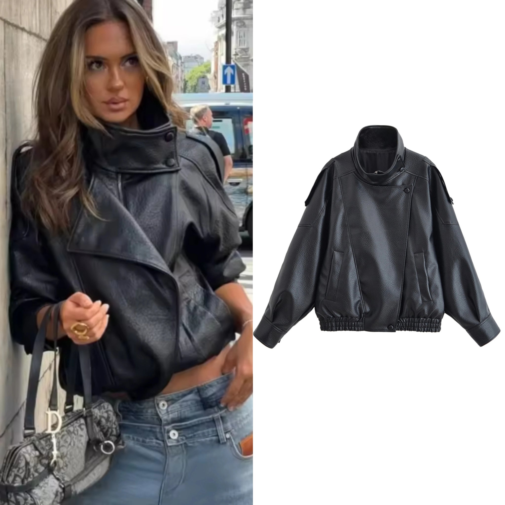 Women’s Black Moto Faux Leather Jacket