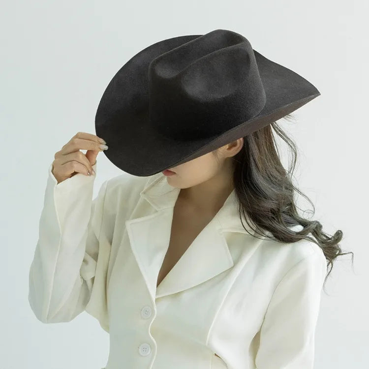 USPOP Wide Brim Wool Cowboy Hat – Unisex Felt Fedora