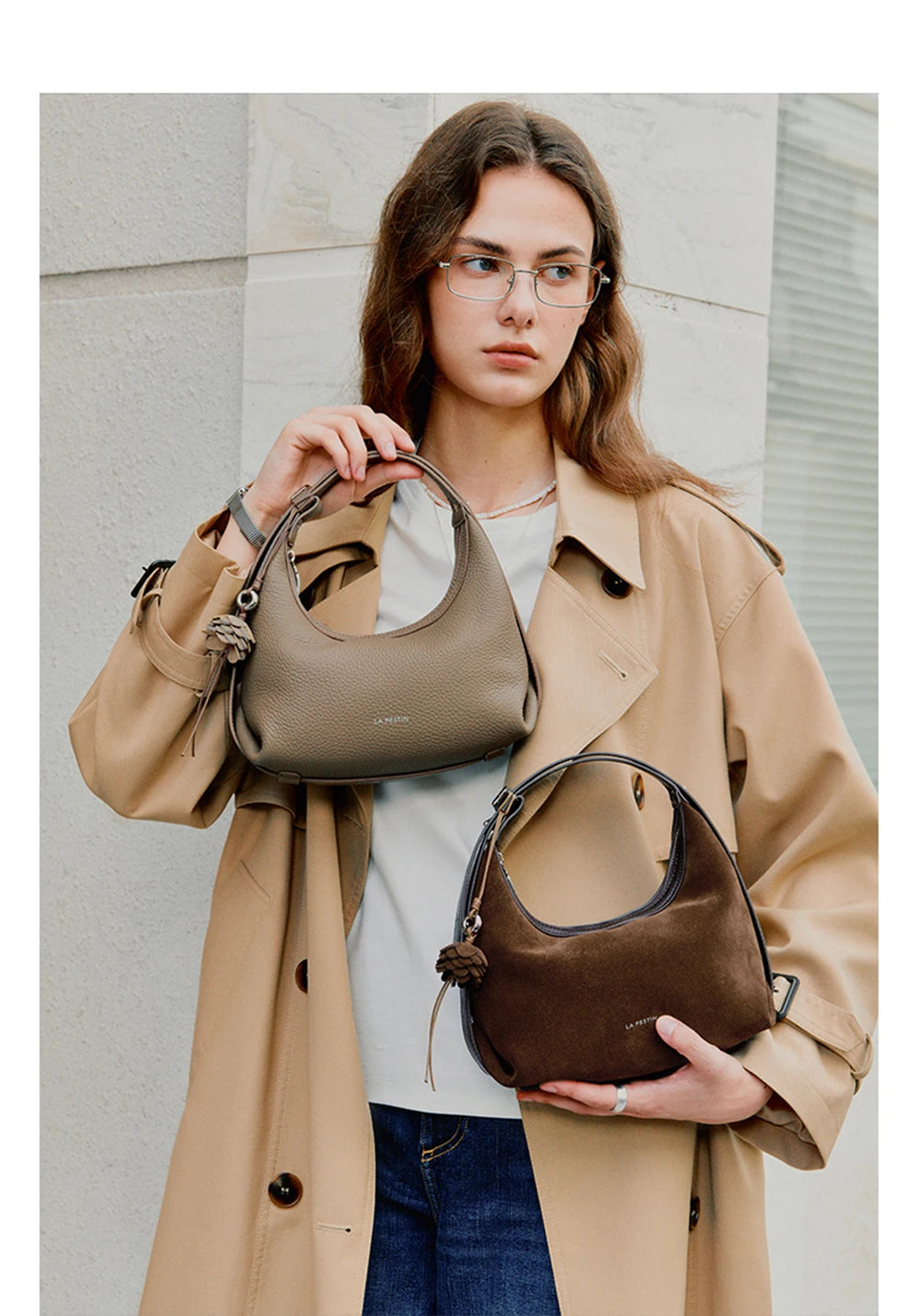 LA FESTIN Original Handbag Women New Shoulder Bags Fashion Half Moon Bag Crossbody Bag Luxury Brand Bags Ladies Leather Bag
