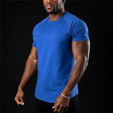 Men Cotton Gym t-Shirt Short Sleeve t-Shirts Male Round Neck Casual Tops Slim Fit t Shirt Breathable Soild Tee Shirt Man Clothes