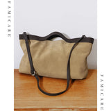 2025 Fall Winter New Suede Leather Tote Bag Unique Vintage Large Capacity Shoulder Crossbody Handheld Bag Durable Women Handbag
