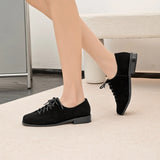 AIYUQI Women's Genuine Leather Lace-Up Oxford Loafers