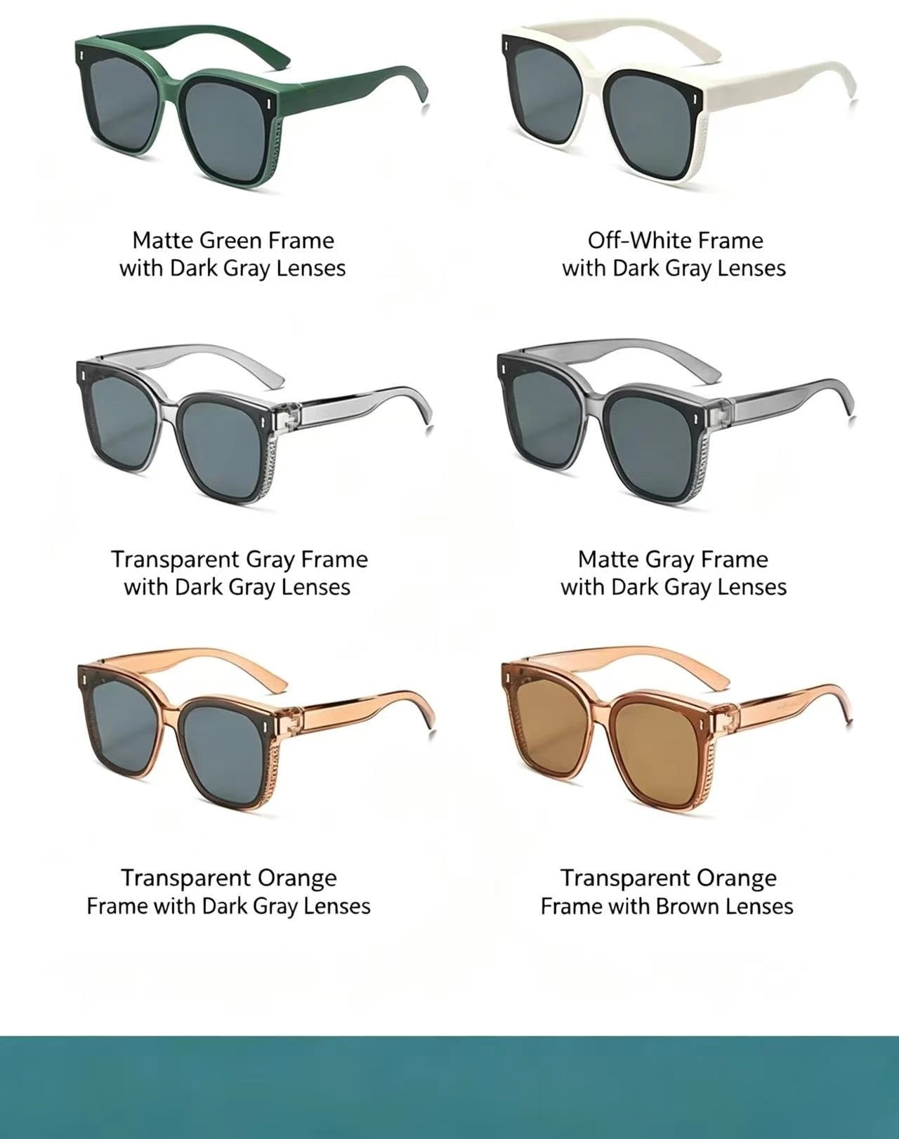 Polarized Clip-On Sunglasses for Glasses Wearers, Fashion Square Over Glasses Myopia Sunglasses, UV400 Protection for Driving, Fishing & Outdoor Use