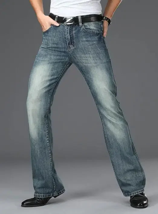 Men's Flared Jeans with Mid-Rise Waist