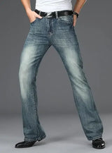 Men's Flared Jeans with Mid-Rise Waist