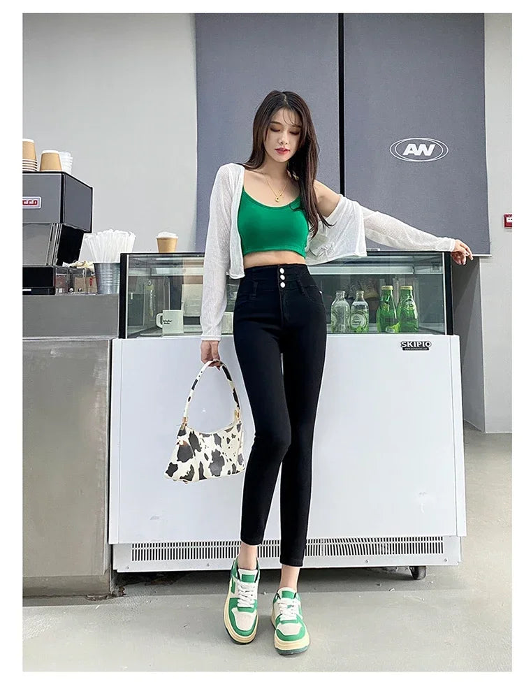 Women's High Waist Stretch Jeans – Slim Denim Pants