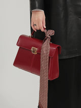 ITAMOOD Genuine Leather Handbag with Scarf | Luxury Designer Trendy Shoulder Bag Solid Color Commuting Bag | bags for women gift