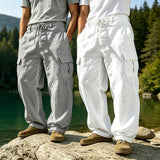 Men's Linen Blend Drawstring Straight-Leg Pants
