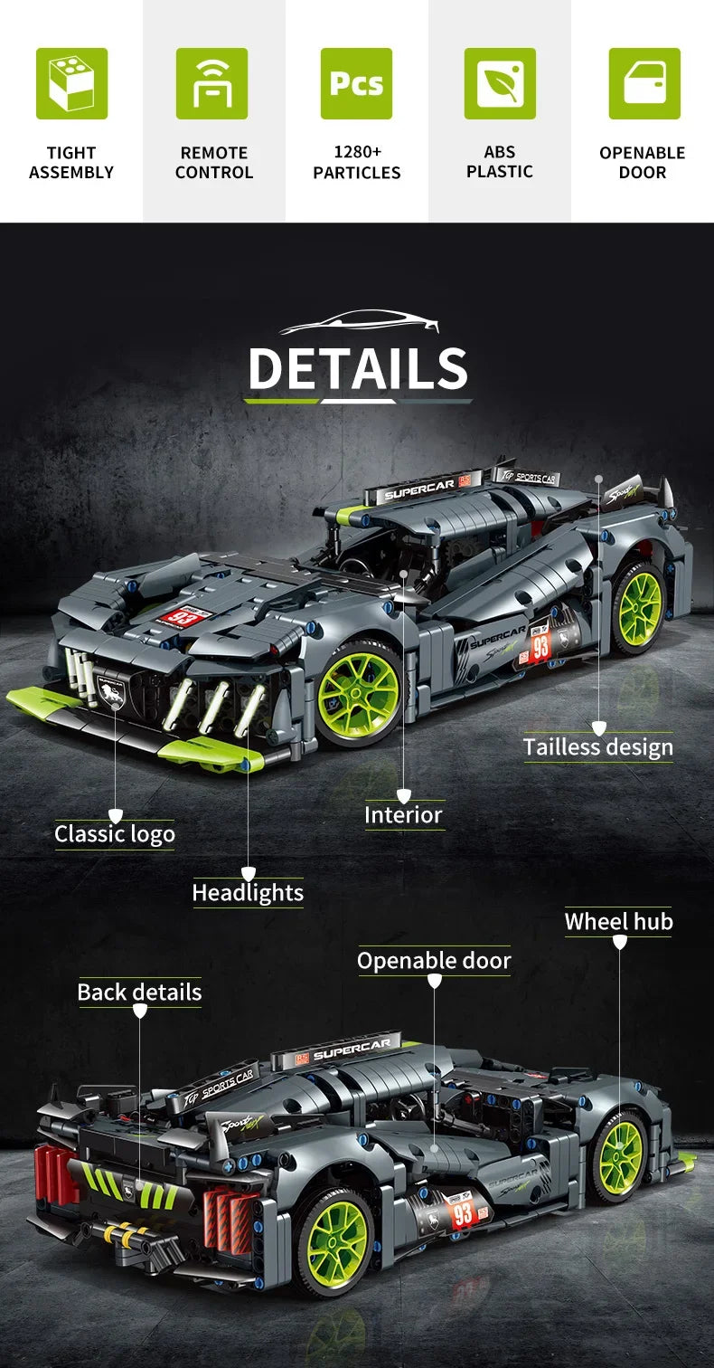 Technical 9X8 Hybrid Hypercar Sports Car Building Blocks Super Racing Vehicle Decor Model Bricks Toy Gifts Birthday Gifts Toy