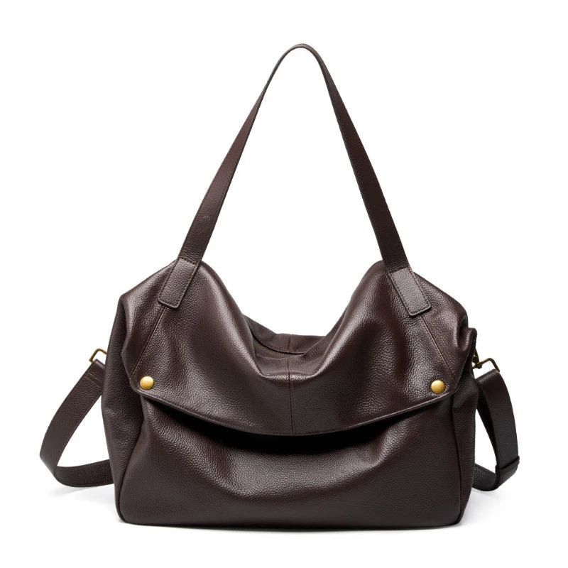 2026 New Large Capacity Women's Shoulder Bag Genuine Leather Tote Casual Handbag for University Students And Commuters Crossbody