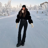 Women’s Faux Fur Trim Ski Jumpsuit