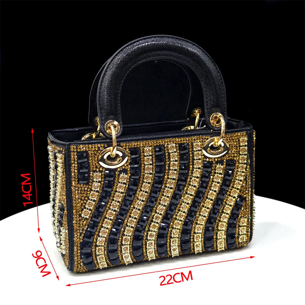 Rhinestone Pointed-Toe Slingback Heels & Bag Set