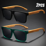 Square Wood-Grain Sunglasses – UV400 & Spring Hinges
