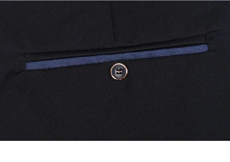 Men's Elastic Straight Pants Business Casual Long Suit Pants Male Formal Trousers Solid Colors Black BLue