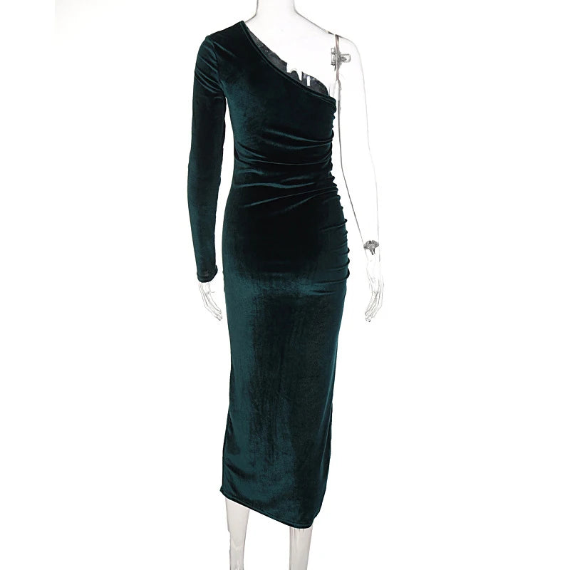 Elegant Velvet Split Midi Dress