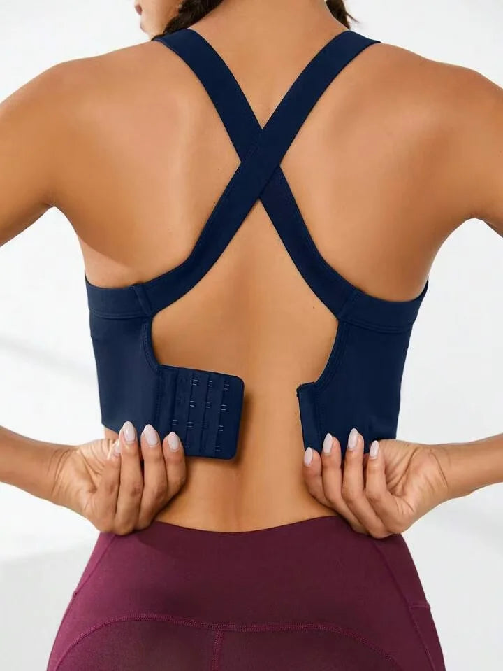 Cross-Back Adjustable Seamless Sports Bra Set – Breathable & Pad-Free