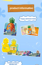 Spongebob Cartoon Krusty Krab Restaurant Building Blocks Creative Canteen Scenes Model Bricks Desktop Ornaments Fans Toys Gifts