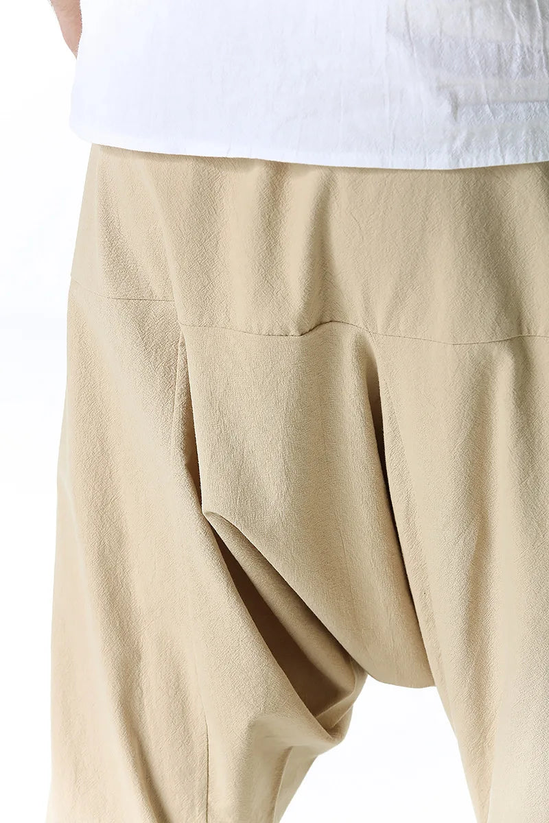 Men's Cotton Linen Loose-Fit Harem Pants
