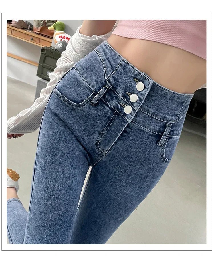 Women's High Waist Stretch Jeans – Slim Denim Pants