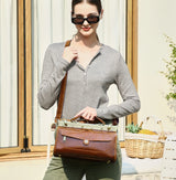 CONTACT'S Genuine Leather Top Handle Bags for Women Sling Shoulder Bags Tote Bag Handbags Metal Frame Female Bags Office Ladies