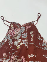 Elegant Floral Print High Slit Halter Dress