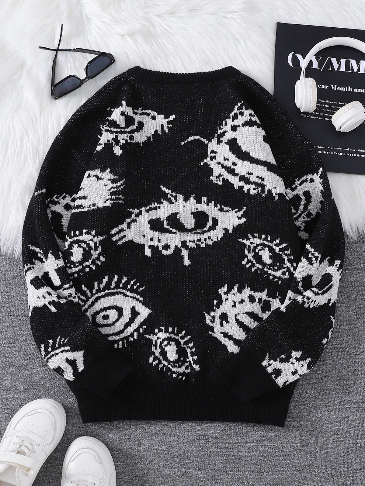 Men's Abstract Eye Jacquard Knit Sweater