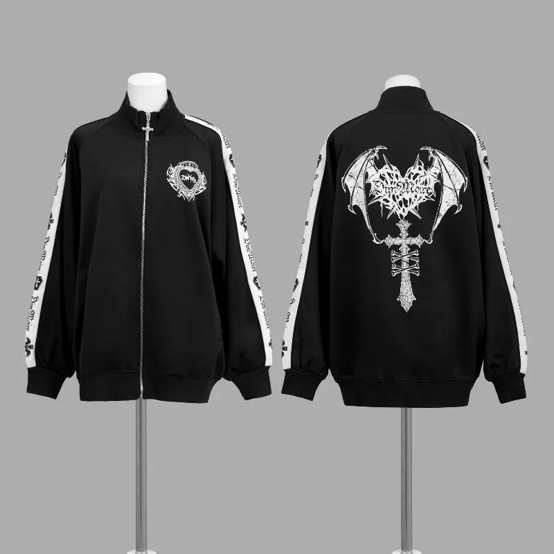 Vintage Subculture Personalized Design Street Rock Hip-hop Darkly Series Autumn New Loose Versatile Daily Jackets Zip Up Clothes