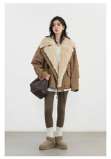 Women's Retro Motorcycle Cotton Jacket - Warm Winter Coat