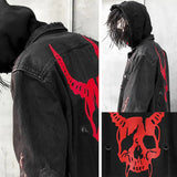Skull Printing Denim Jacket Mens Harajuku Gothic Coats Vintage Halloween Clothes Spring Autumn Lightweight High Street Jacket