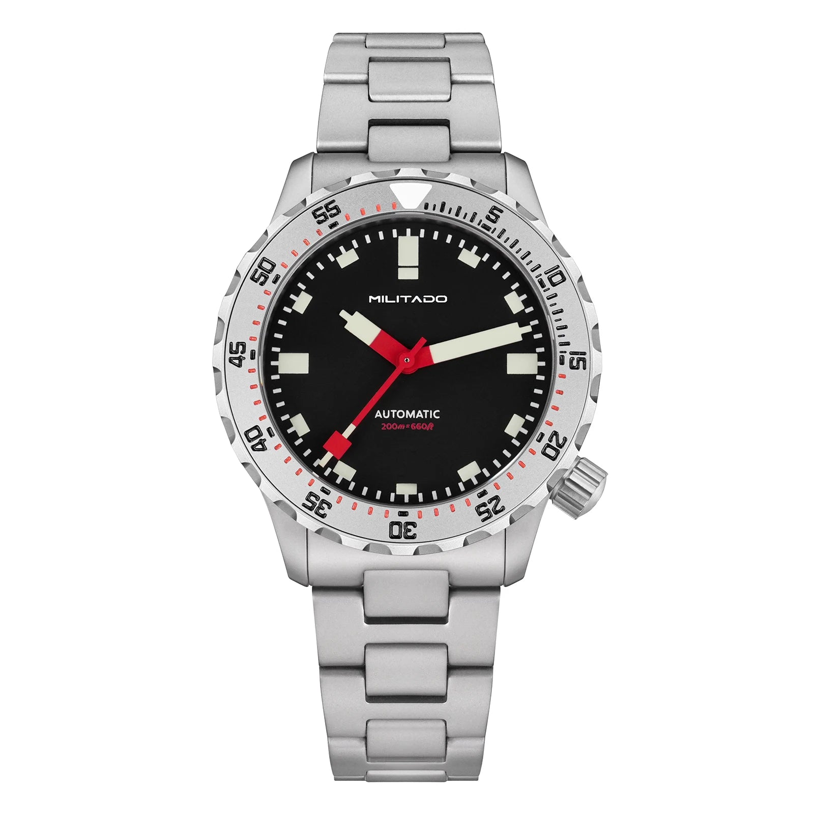 MILITADO ML20 Automatic Diver Watch 39mm PT5000 Mechanical Sapphire 200m Waterproof PVD BGW9 Lume Steel Bracelet Mens Watchs
