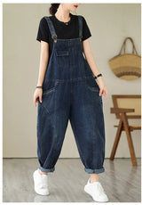 Vintage Patchwork Denim Cargo Overalls