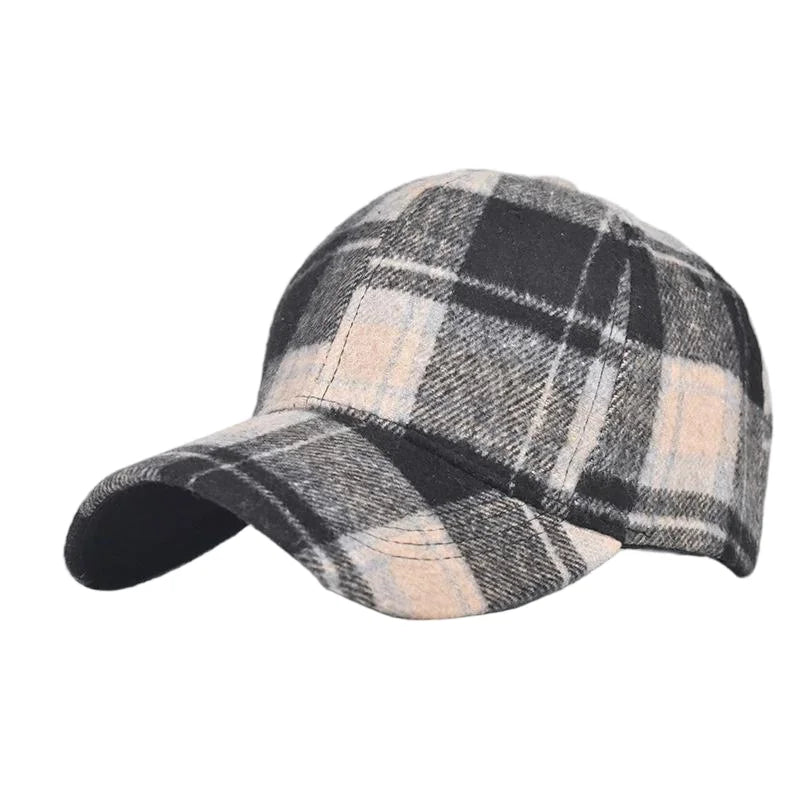 Unisex Checkered Baseball Cap with Adjustable Strap