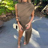 Elegant Ruched Sleeveless Mini Dress