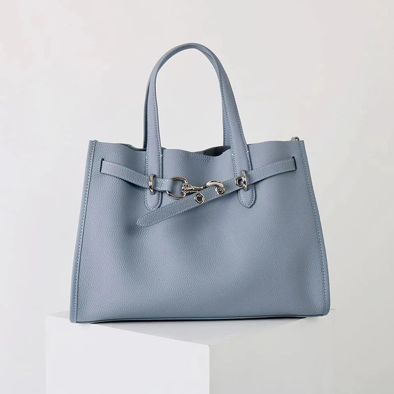 Luxury Brand Silver Buckle Women Bags Genuine Leather Handbags Women Shoulder Bags Cowhide Autumn Winter New Square Women Totes