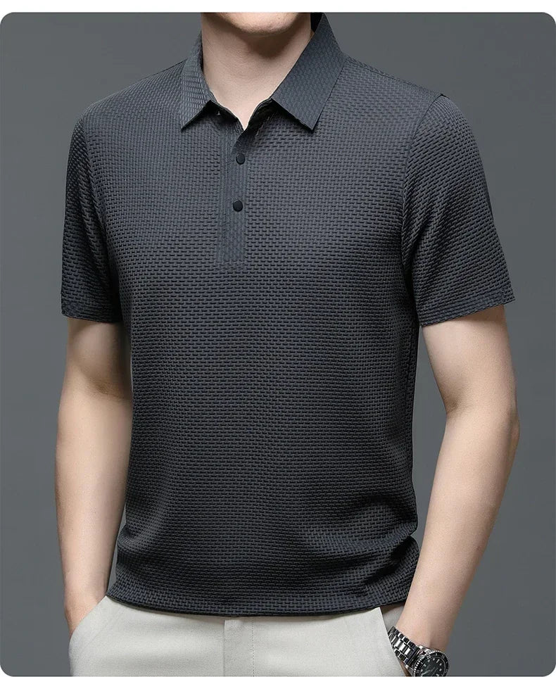 Men's Ice Silk Polo Shirt – Breathable Smart Casual Tee