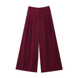 2-Piece Sleeveless V-Neck Trouser Set with Belt – Summer Commuter Wide Leg Suit