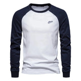 Men's Premium  Cotton Long Sleeve Patchwork T-Shirt