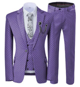 Men’s Slim Fit 3-Piece Patterned Suit