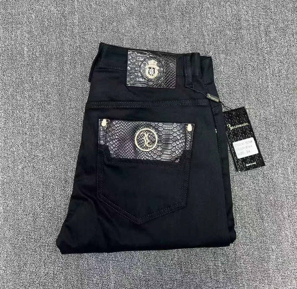 BILLIONAIRE BLSK CPRT Jeans Men 2026 Spring Summer new fashion Embroidery comfortable elasticity outdoors Big size 34-42 Pants