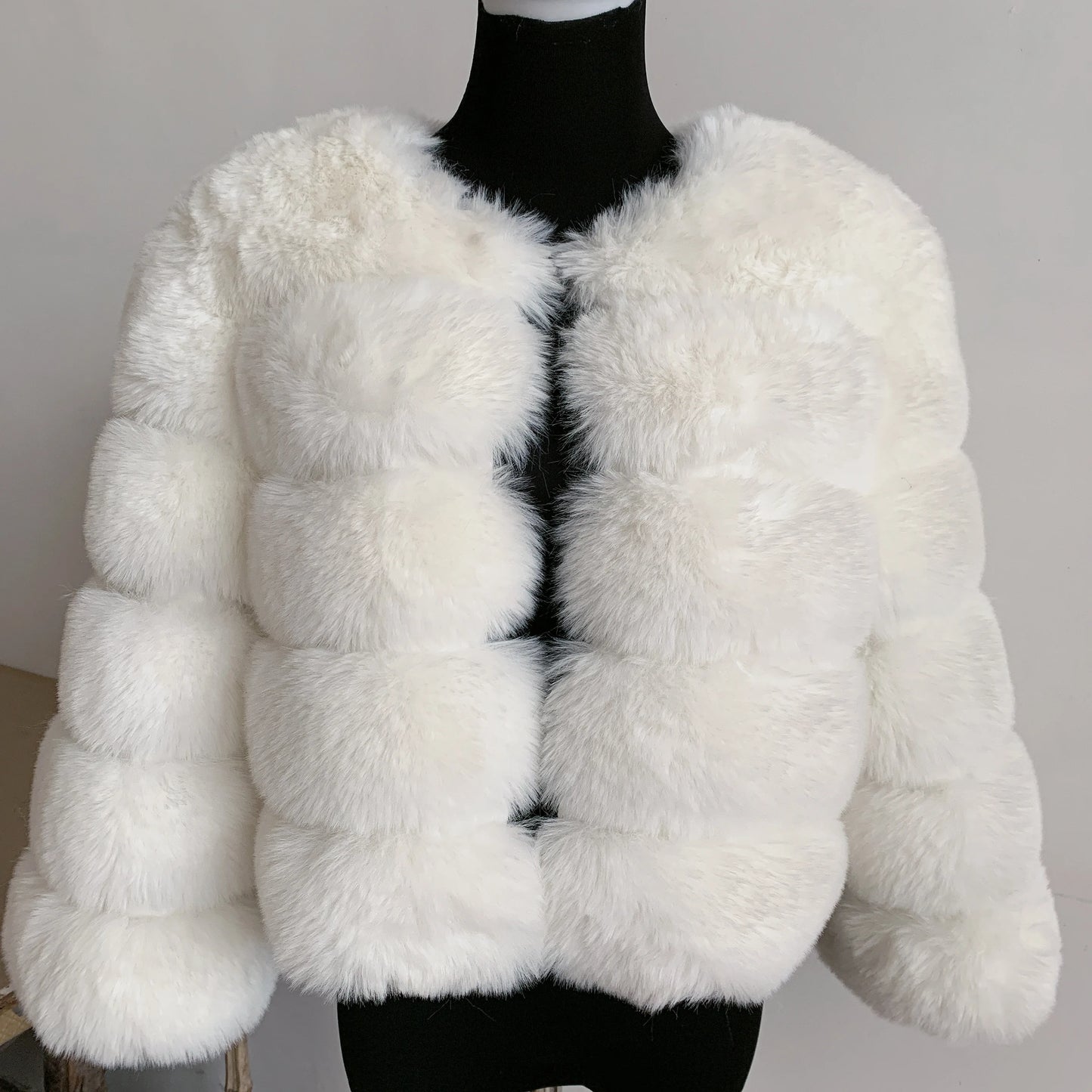 Elegant Winter Faux Fox Fur Crop Jacket