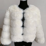 Elegant Winter Faux Fox Fur Crop Jacket