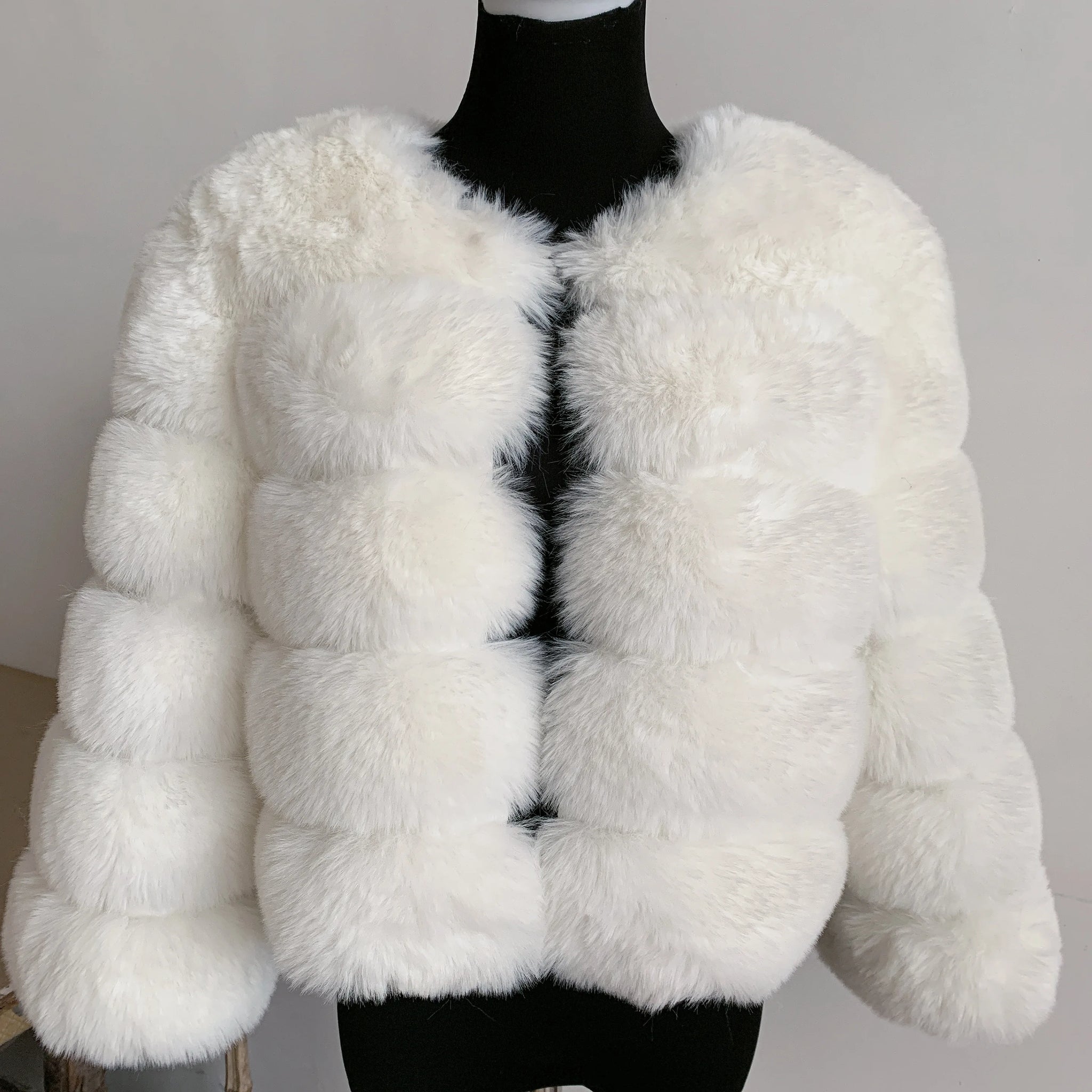 Elegant Winter Faux Fox Fur Crop Jacket