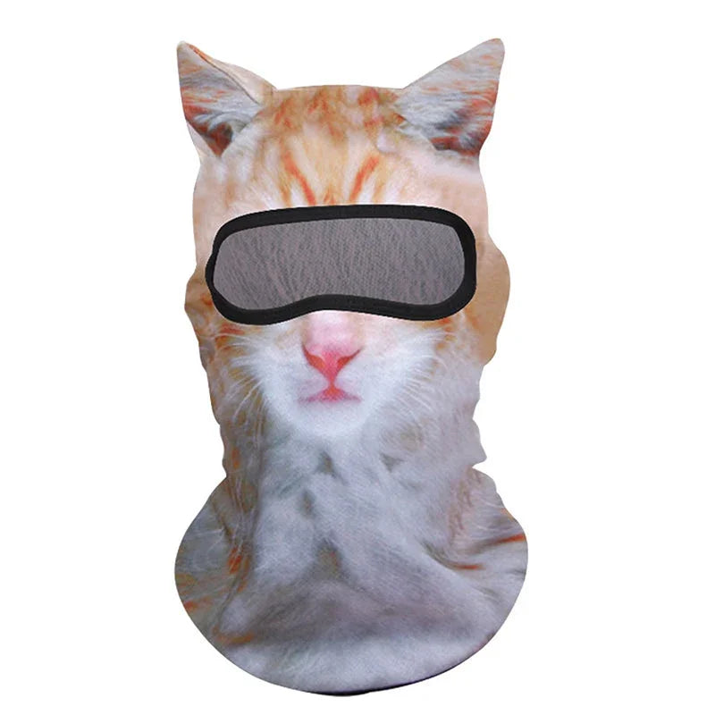 3D Cat Ski Balaclava – Animal Face Covering Hood