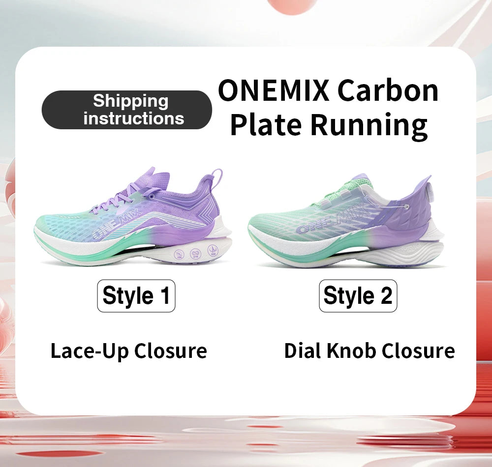 ONEMIX Trail Racing Running Shoes Cushion Breathable Mesh Stable Wearable Outdoor Carbon Plate Marathon Sport Training Sneakers